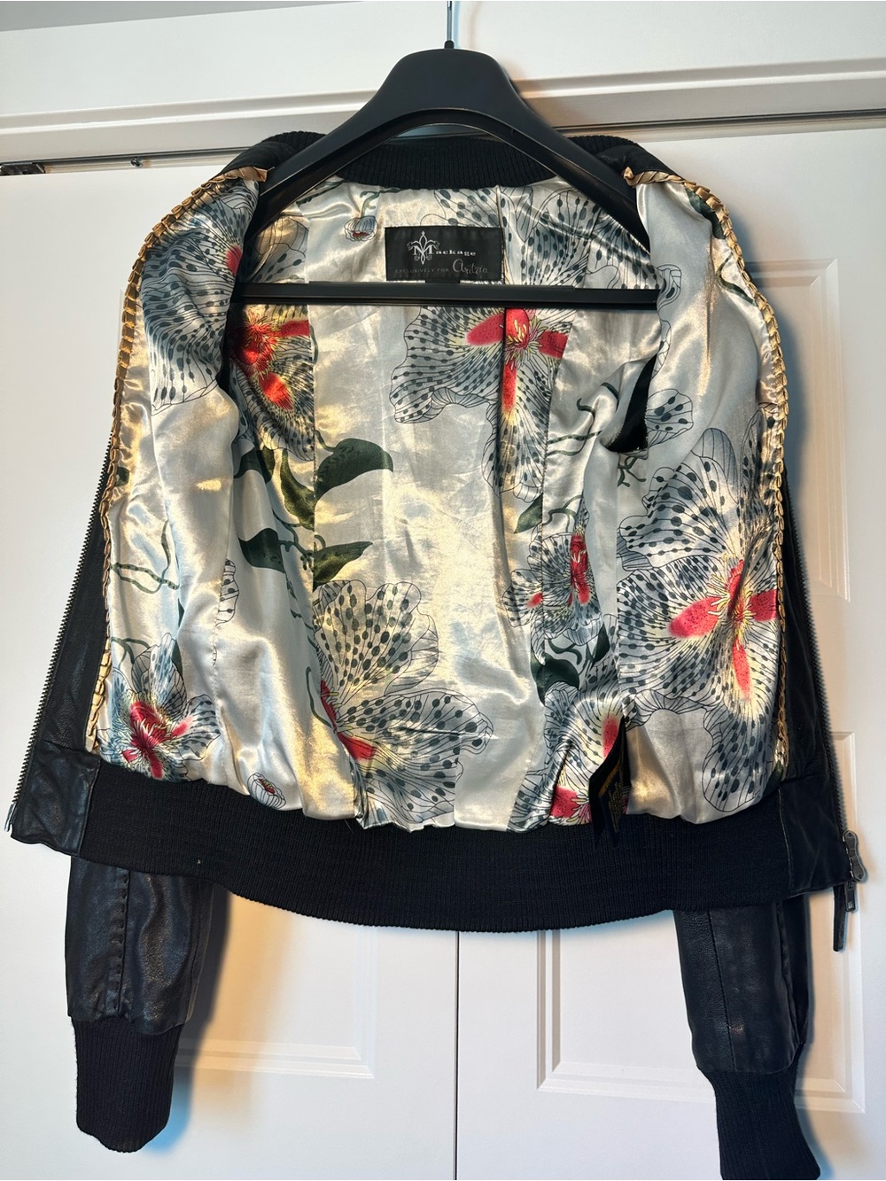 VINTAGE Mackage x Aritzia Lambskin Leather Jacket Black XS Bomber Moto Y2K RARE